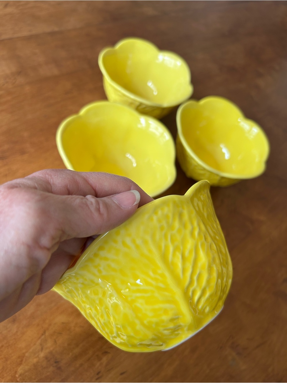 Olfaire VintageYellow Cabbage Leaf Bowls, Set of 4